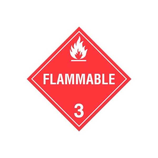 Top Tape And Label. INCOM Class 3 Flammable Liquids Rigid Plastic Placard - 100/Pkg TA300SS - main